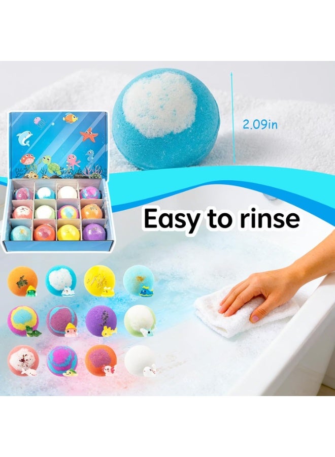 Bath Bubble Treasure Bath Bombs: Bath Bombs for Kids with Surprise Inside, 2026 New 12-Pack Fizzy Ocean Toy Bath Balls, Colorful Bubble Gift Set for Boys & Girls Easter Basket Stuffers (Blue 12Pcs) - Image 5