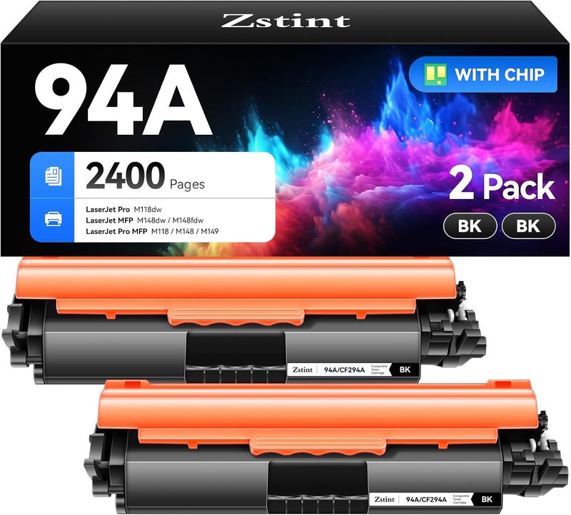 Zstint 94A Toner Cartridge CF294A Compatible with HP 94A CF294A Compatible with HP Pro M118dw MFP M148dw M148fdw Pro M118 M148 M149 Series Printer Imaging Drum Unit All-in-One(Black 2-Pack) - Image 1