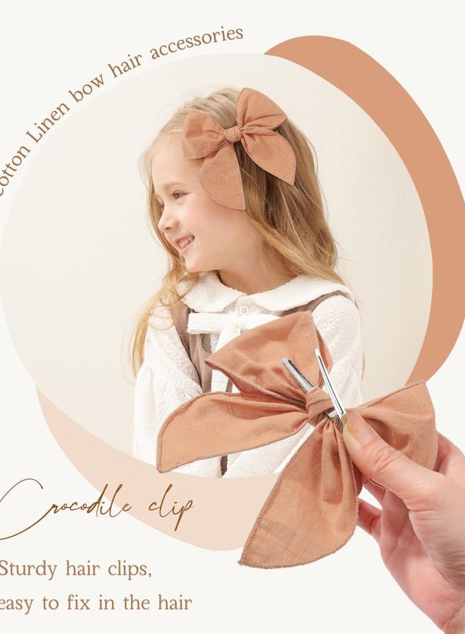 doboi 8PCS Baby Girls Hair Clips Fable Hair Bows Cotton Linen Bows for Girls Hair Accessories for Baby Toddlers Kids Child - Image 2