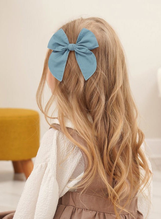 doboi 8PCS Baby Girls Hair Clips Fable Hair Bows Cotton Linen Bows for Girls Hair Accessories for Baby Toddlers Kids Child - Image 5
