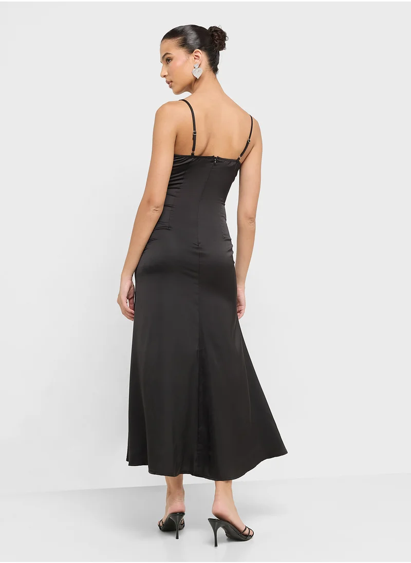 جينجر Satin Ruffle Dress
