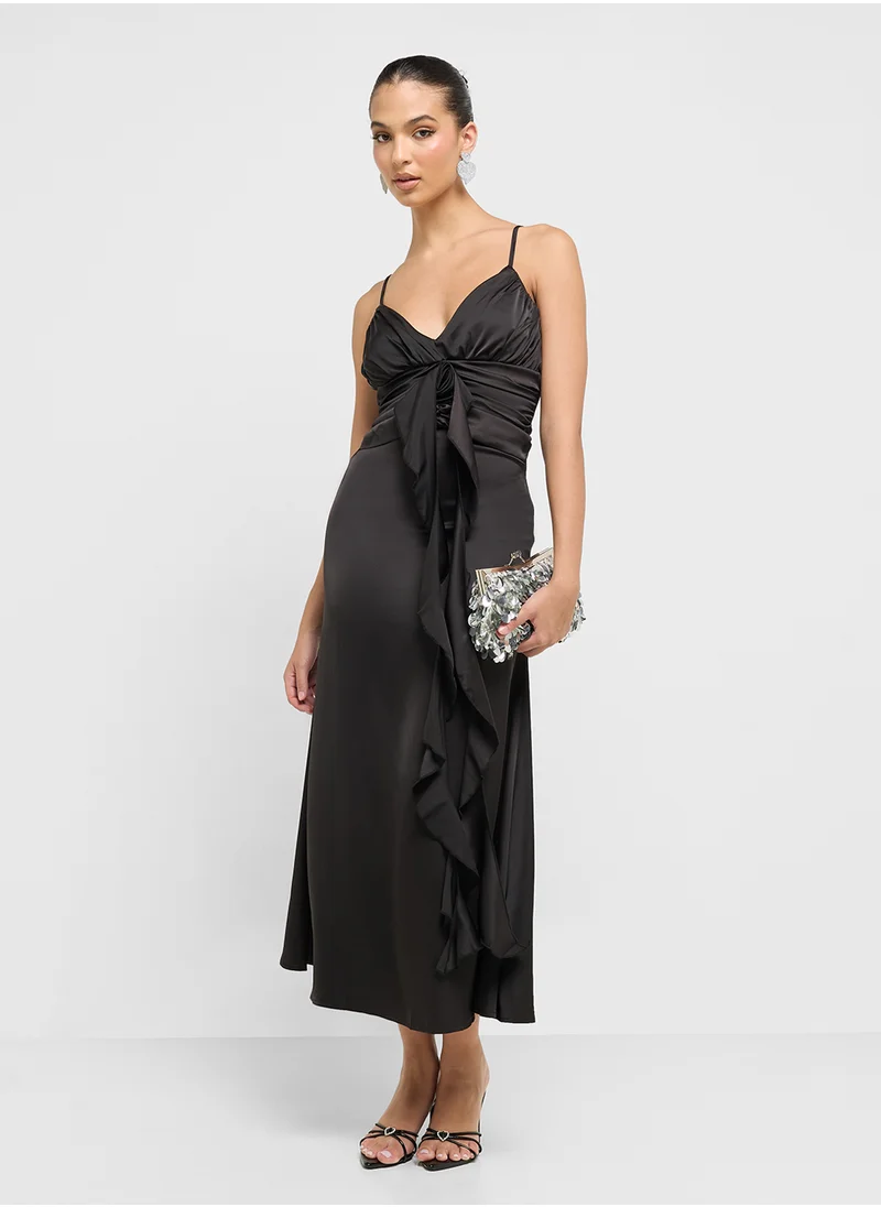 جينجر Satin Ruffle Dress
