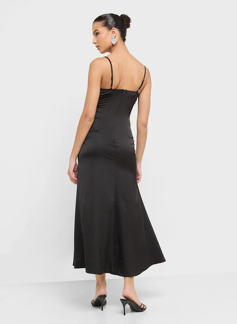 جينجر Satin Ruffle Dress
