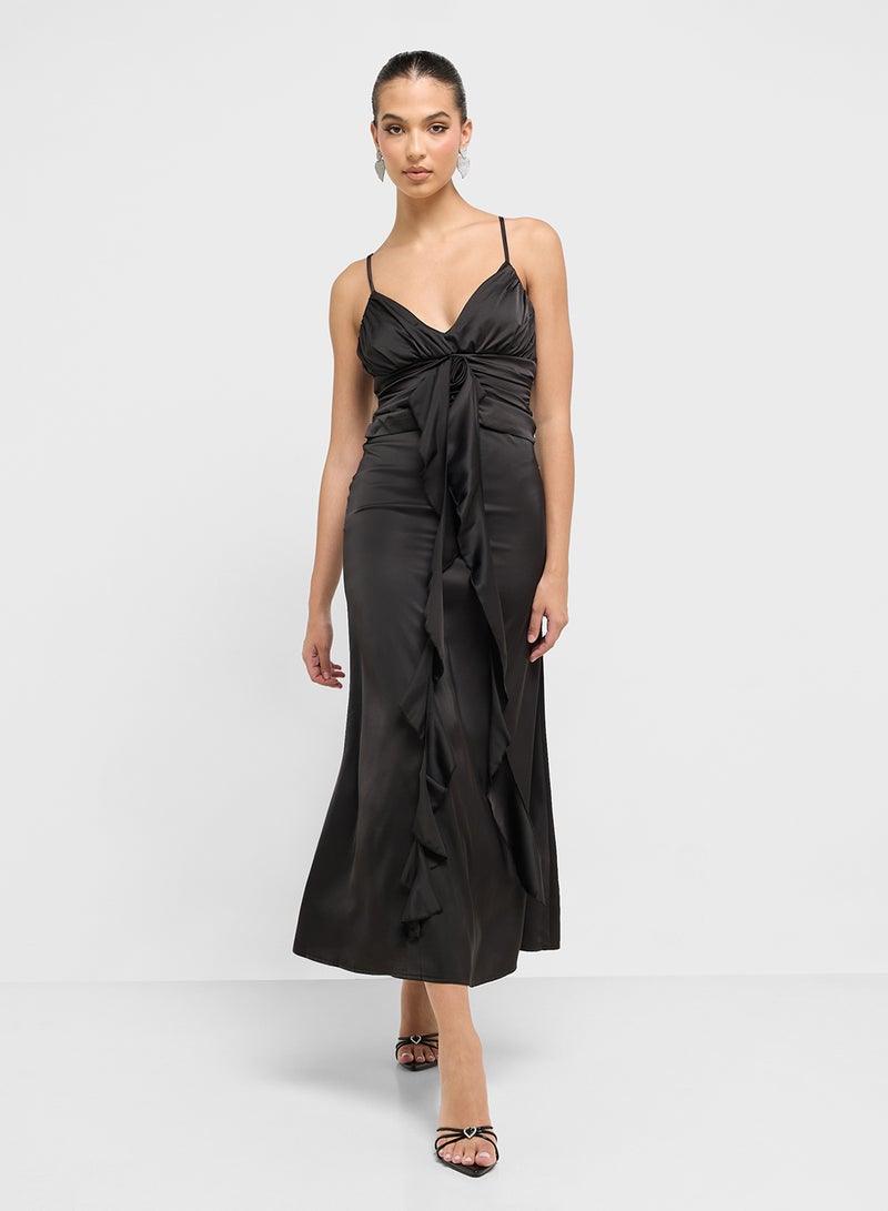 Ginger Satin Ruffle Dress - Image 4