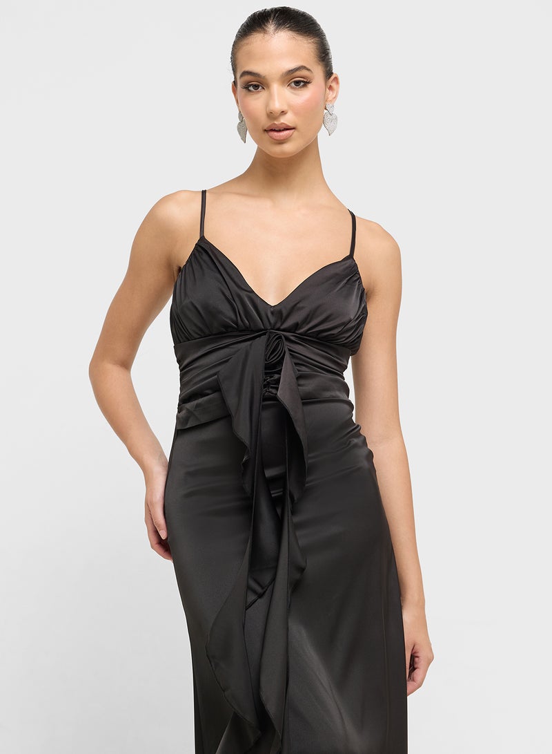 Ginger Satin Ruffle Dress - Image 3