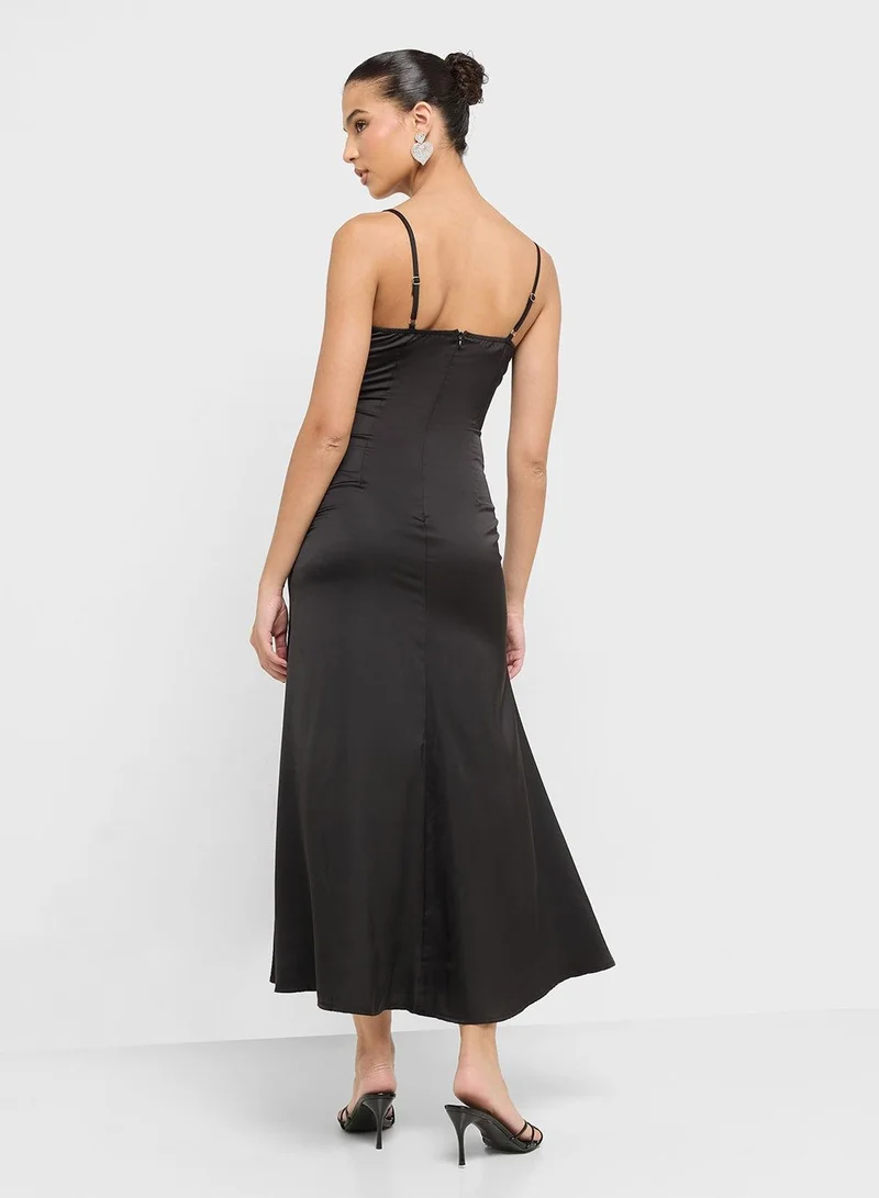 Ginger Satin Ruffle Dress