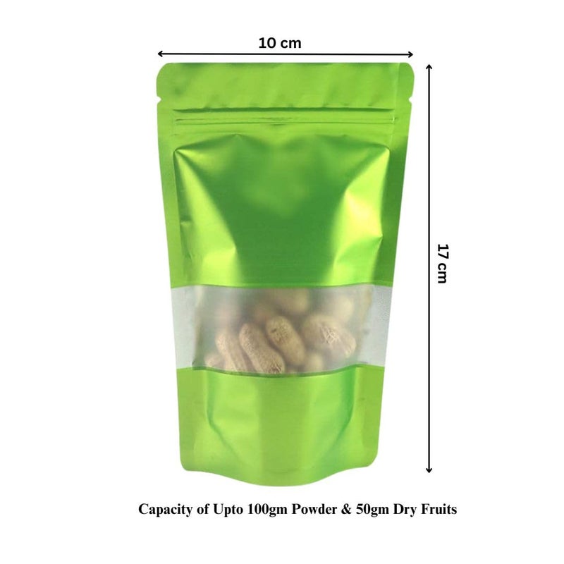 Deera DEERA Stand Up Ziplock Reusable Airtight Polyester Storage Pouch Green100mmX170mmPack of 50  - Image 2