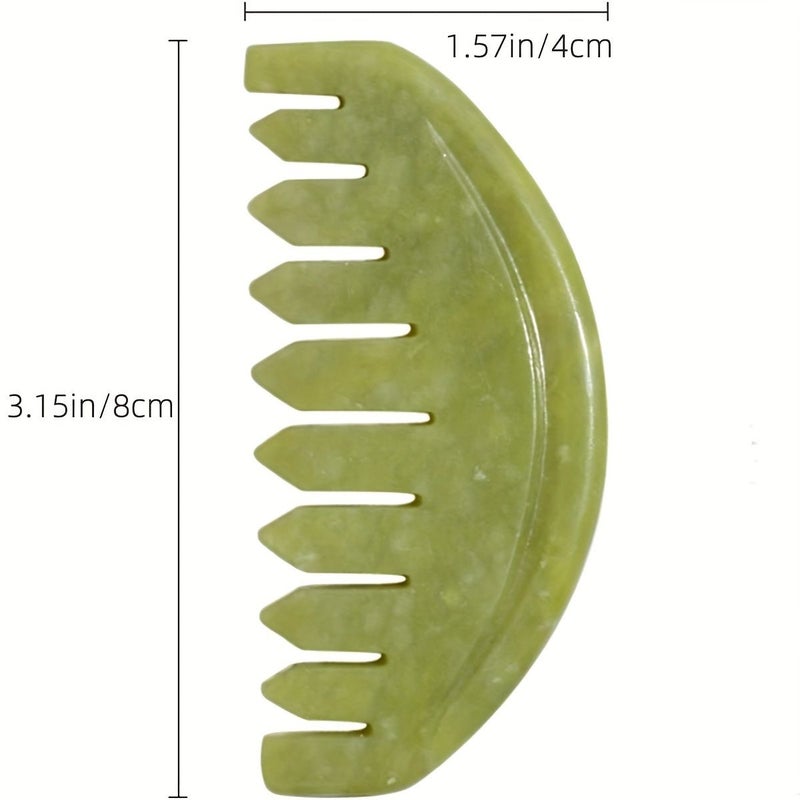 Natural Jade Scalp Massage Comb With Green Large Tooth For Care - Image 3