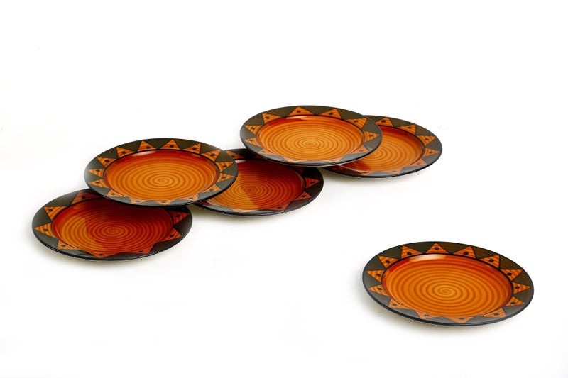 Caffeine Ceramic Handmade Stoneware Brown Soorya Quarter Plate 8” (Set of 6 Dishwasher & Microwave Safe) - Image 3