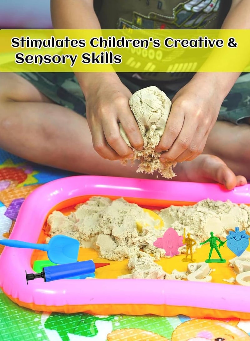 هالامودو أطفال سحر رمل الفن كيت ، 80 قطعة من أجهزة الكمبيوتر تلعب رمل الفن كيت ، الوردي سحر الرمال مع أدوات مجرفة لعبة ، صندوق التخزين المحمول ووسادة اللعبة ، - Image 5