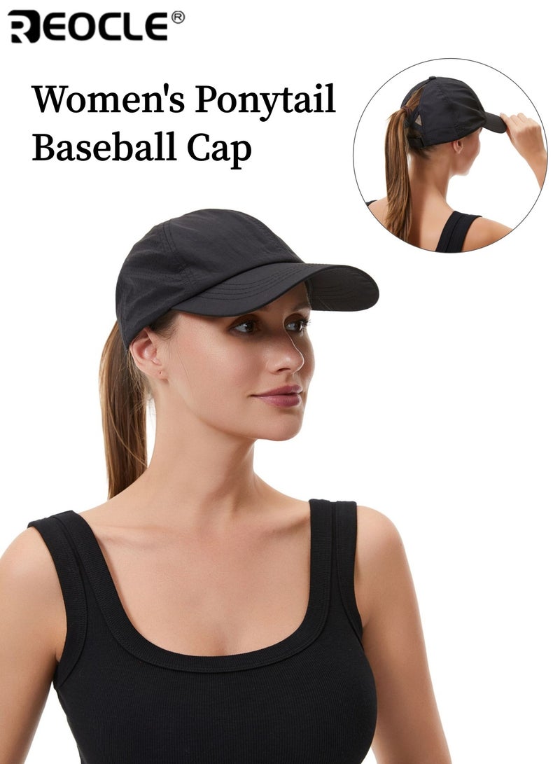 REOCLE Women’s Comfortable Ponytail Baseball Cap Breathable and Quick-Dry Sun Protection Adjustable Snapback Suitable for Sports Camping Hiking - Image 1