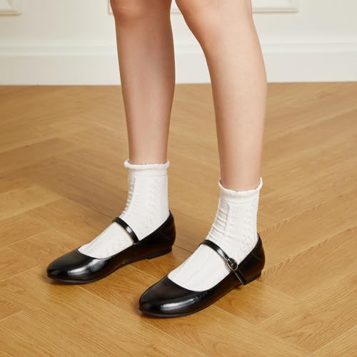 Trary Mary Jane Shoes Women, Women's Flats, Ballet Flats for Women, Round Toe Black Flats Shoes Women, Women Shoes Dressy Casual, Ankle Strap Flats for Women, Dress Flats for Women, Strappy Flats - Image 2