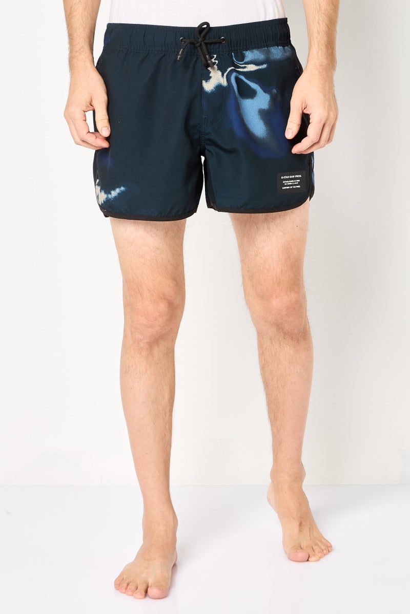 G-Star RAW شورتات سباحة للرجال بتصميم تجريدي مع حبل سحب، متعدد الألوان - Image 1