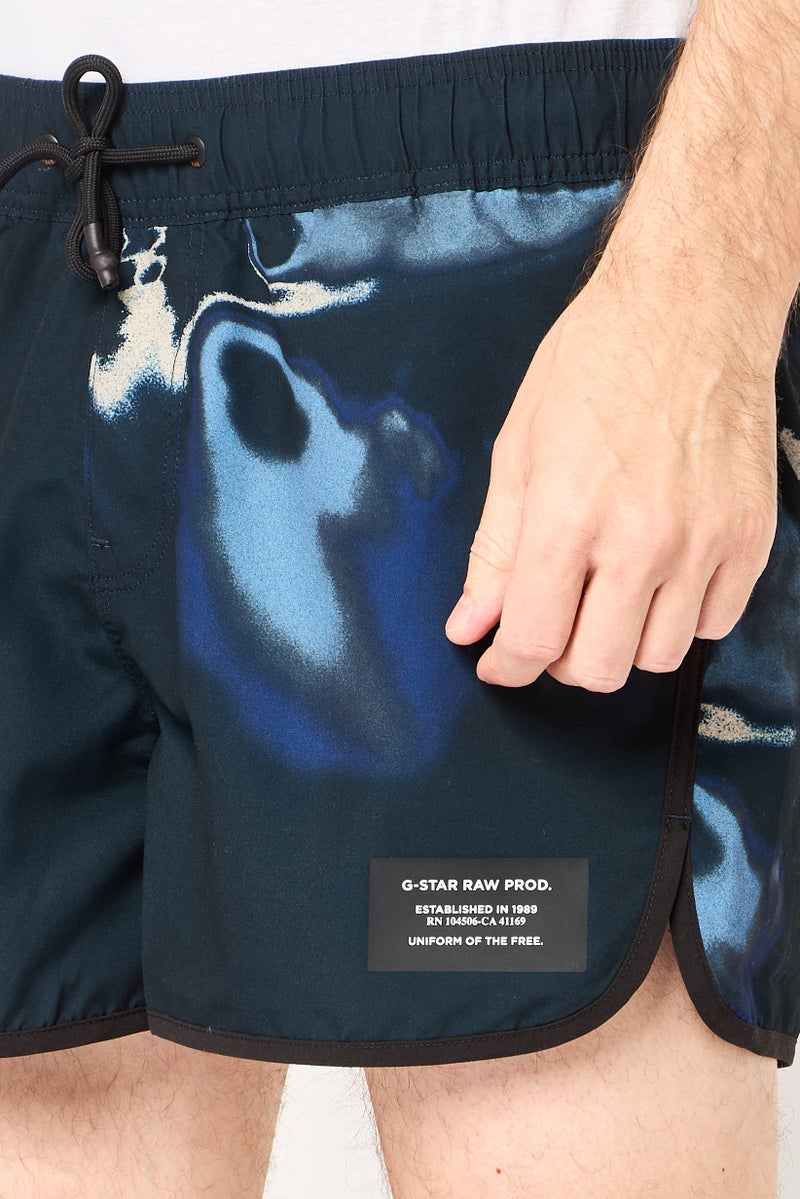 G-Star RAW شورتات سباحة للرجال بتصميم تجريدي مع حبل سحب، متعدد الألوان - Image 3