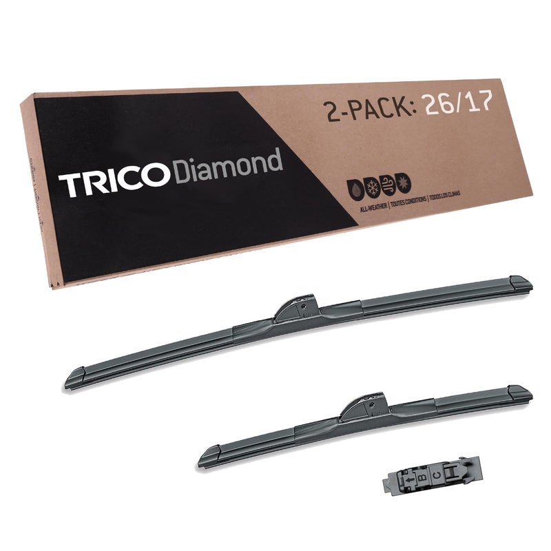 TRICO Diamond 26 17 Premium Automotive Replacement Windshield Wiper Blades Set of 2 Passenger and Driver Side AllWeather Beam Wiper Blades for Select Vehicle Models