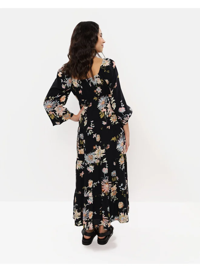 American Eagle AE Long-Sleeved Tiered Midi Dress