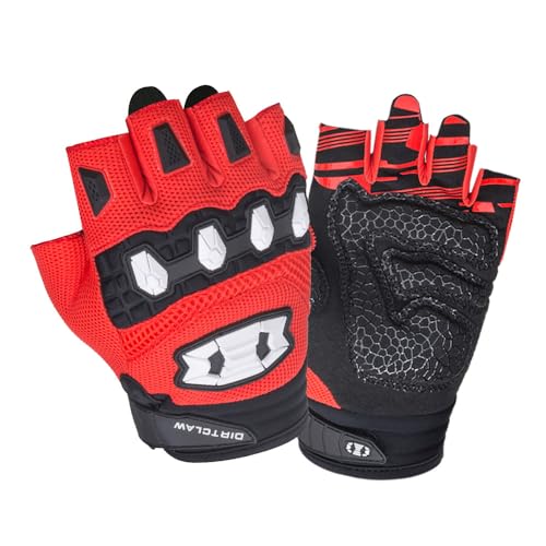 Seibertron Dirtclaw Youth BMX MX ATV MTB Road Racing Mountain Bike Bicycle Cycling Off-Road/Dirt Bike Gel Padded Anti - Slip Palm Fingerless Gloves Motorcycle Motocross Sports Gloves Red S - Image 1