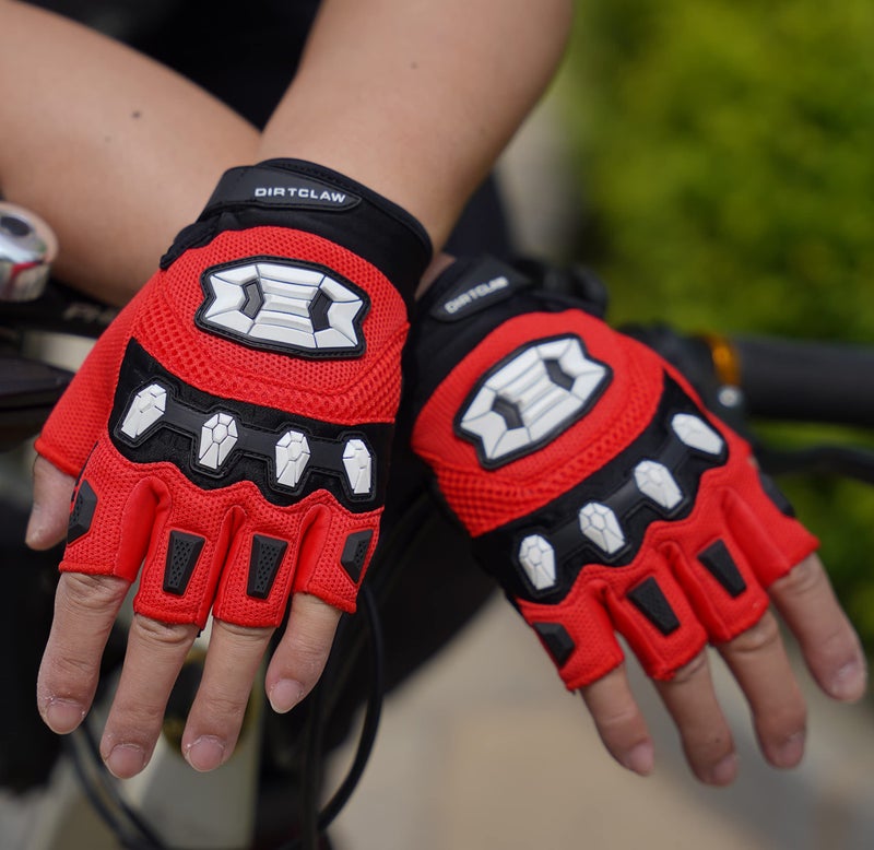 Seibertron Dirtclaw Youth BMX MX ATV MTB Road Racing Mountain Bike Bicycle Cycling Off-Road/Dirt Bike Gel Padded Anti - Slip Palm Fingerless Gloves Motorcycle Motocross Sports Gloves Red S - Image 5