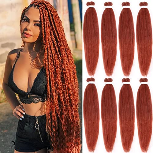 Leeven 30 Inch Ginger Braiding Hair Pre Stretched Long Soft Yaki Braids 8 Packs Professional Synthetic Hair Extension Crochet Twist Braids - Image 2