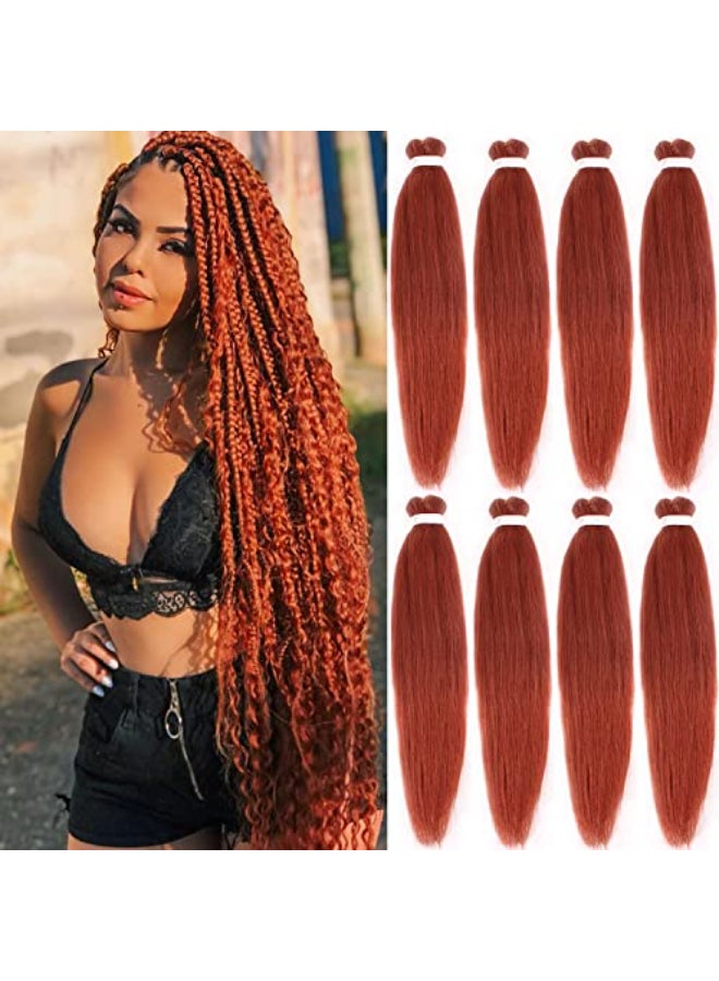 Leeven 30 Inch Ginger Braiding Hair Pre Stretched Long Soft Yaki Braids 8 Packs Professional Synthetic Hair Extension Crochet Twist Braids - Image 1