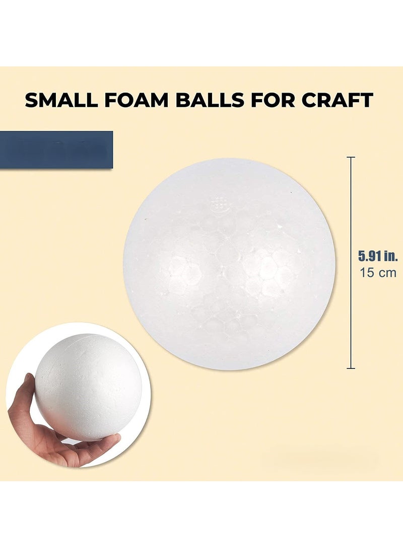 كرافت ماجيك كرات رغوة بيضاء مقاس 6 بوصات للحرف اليدوية - عبوة من 2 كرات من البوليسترين لمشاريع DIY والحلي والنماذج المدرسية والأنشطة الفنية - Image 3