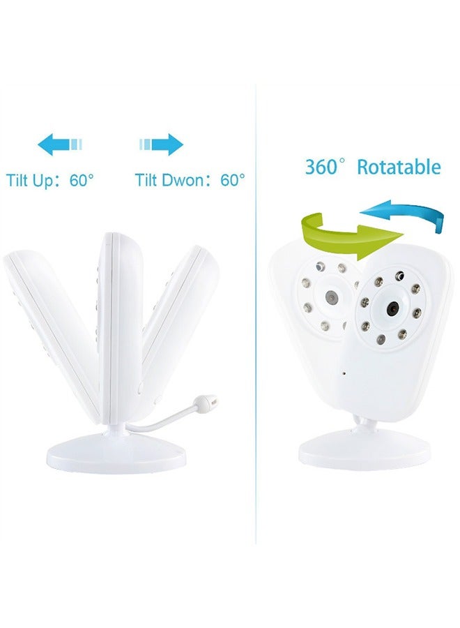 أوشن 2.4 بوصة شاشة عرض ، مع بطارية ليثيوم أيون 950mAh ، مع 360 درجة كاميرا للتدوير ورصد الصوت للطفل ، والرؤية الليلية ، في اتجاهين المكالمات ، تهويدة اللعب ، ودعم التكبير الرقمي 2 مرات ، من السهل أن نرى ال - Image 4