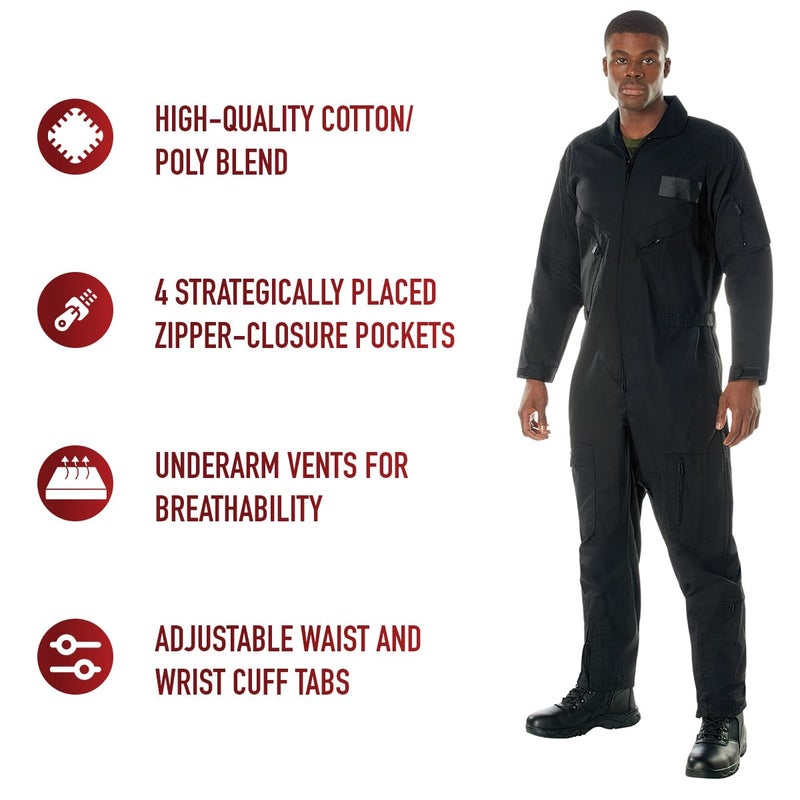 Rothco Flightsuit â€“ Mens Pilot Coveralls â€“ Costume Cosplay Jumpsuit, Black, S - Image 5