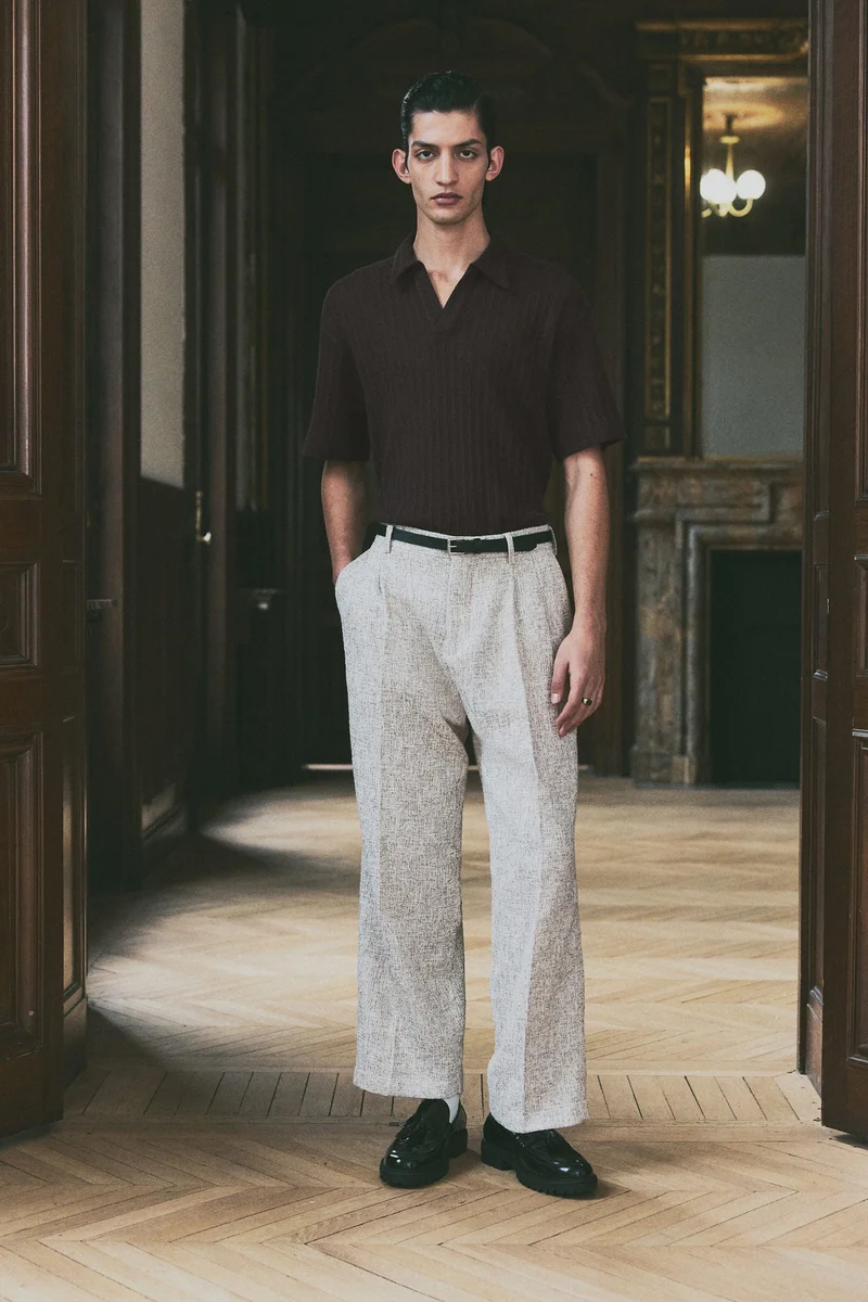 H&M Loose Fit Jacquard-knit polo shirt