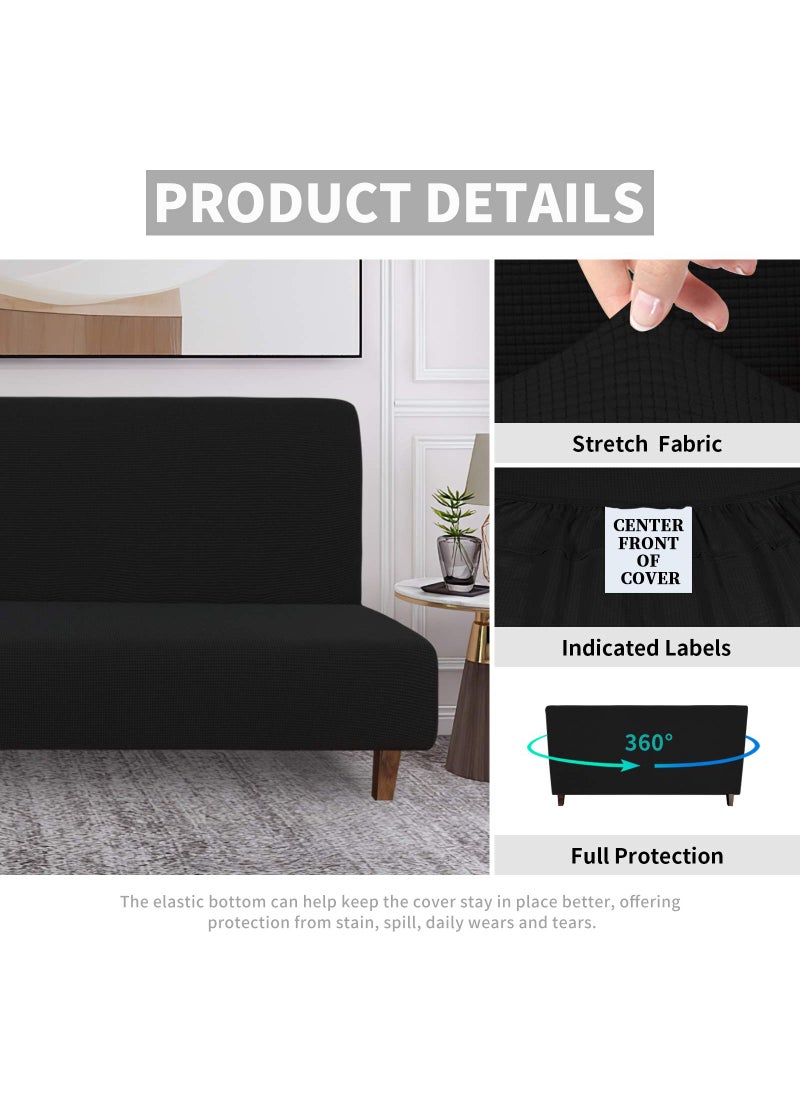 Easy-Going Easy-Going 100% Waterproof Futon Cover  Dual Waterproof Couch Cover for Futon  Stretch Jacquard Sofa Cover  Leakproof Furniture Protector for Kids  Pets  Dog and Cat (Futon  Dark Blue)  - Image 4