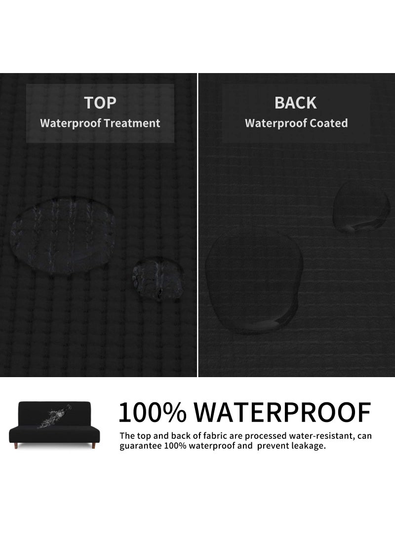 Easy-Going Easy-Going 100% Waterproof Futon Cover  Dual Waterproof Couch Cover for Futon  Stretch Jacquard Sofa Cover  Leakproof Furniture Protector for Kids  Pets  Dog and Cat (Futon  Dark Blue)  - Image 5