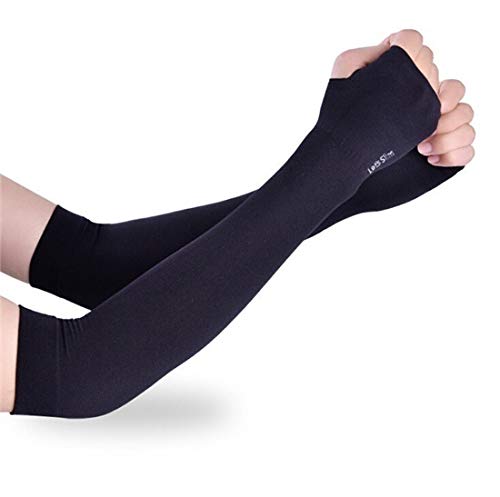 Dressify®High Performance Fingure Arm Sleeves for Athletic Fingure Arm Sleeves Perfect for Cricket, Bike Riding, Basketball, Baseball, Running & Outdoor Activities (Sold as a 2 Pair) (Black + White) - Image 2