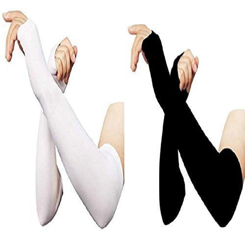 Dressify®High Performance Fingure Arm Sleeves for Athletic Fingure Arm Sleeves Perfect for Cricket, Bike Riding, Basketball, Baseball, Running & Outdoor Activities (Sold as a 2 Pair) (Black + White) - Image 5