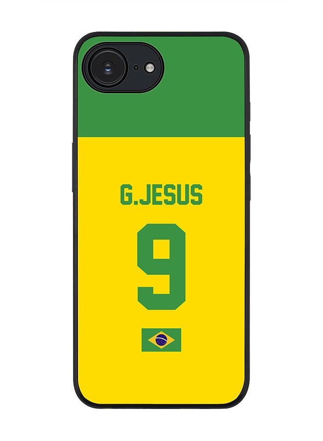 Stylizedd For Apple iPhone 16e Case,Slim fit Camera Protection, Shockproof Thin Phone cover  - Football - Brazil,  G.Jesus - Image 1