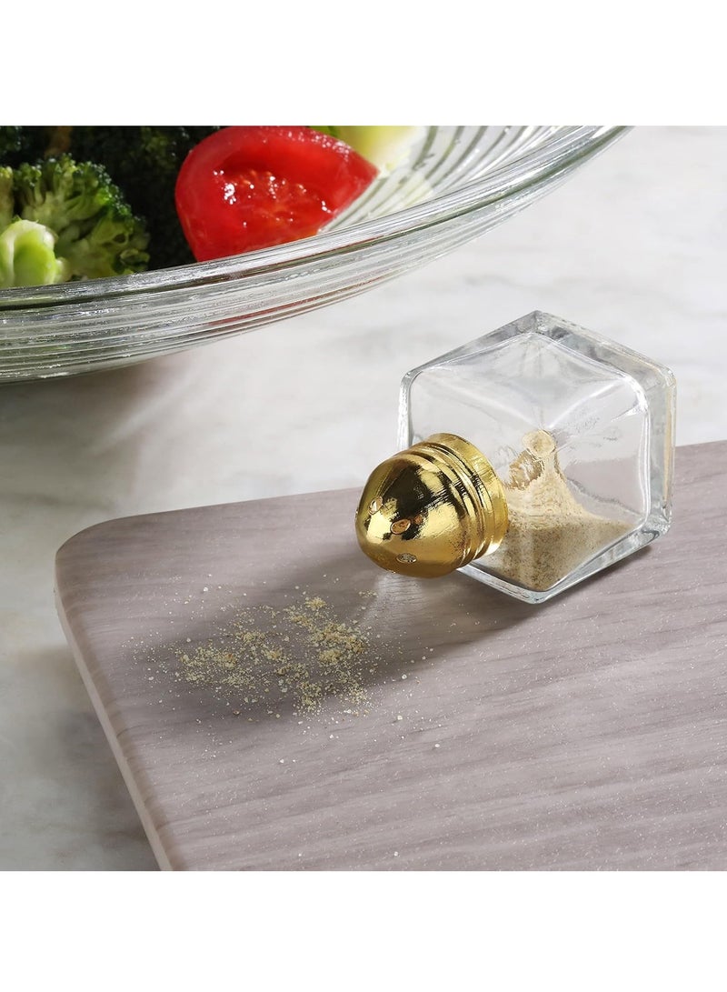 TYCOM Castor Salt and Pepper Shakers 24 packs Pocket Condiment Bottle Individual Seasonings Shakers Salt Container Holder Seasoning Holders Glass Pepper Jar Spice Jars Golden lids - Image 3