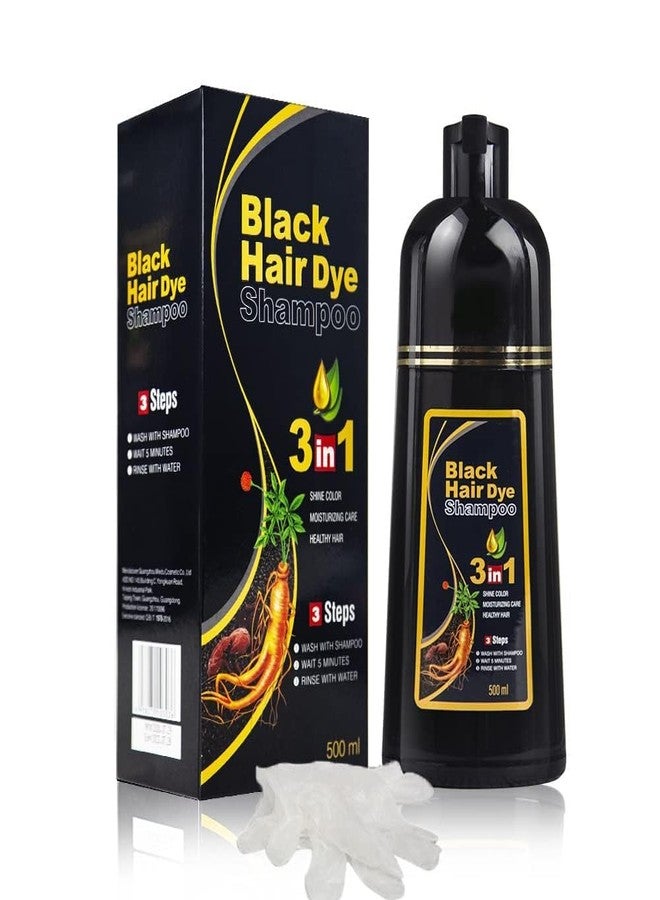 3 in 1 Hair Dye Instant Black Hair Shampoo for Women & Men 500ML, Natural Shine - Image 1