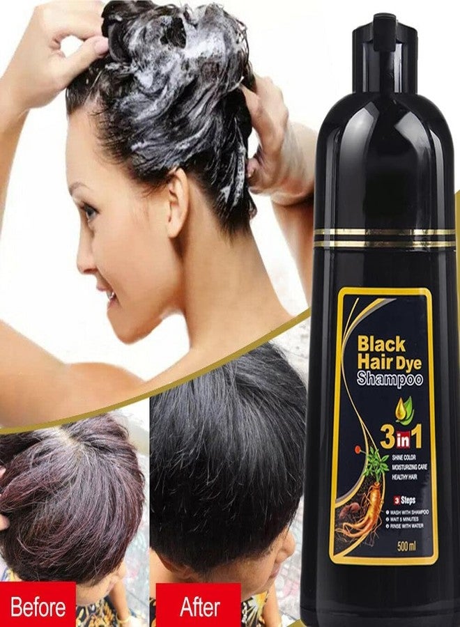 3 in 1 Hair Dye Instant Black Hair Shampoo for Women & Men 500ML, Natural Shine - Image 2