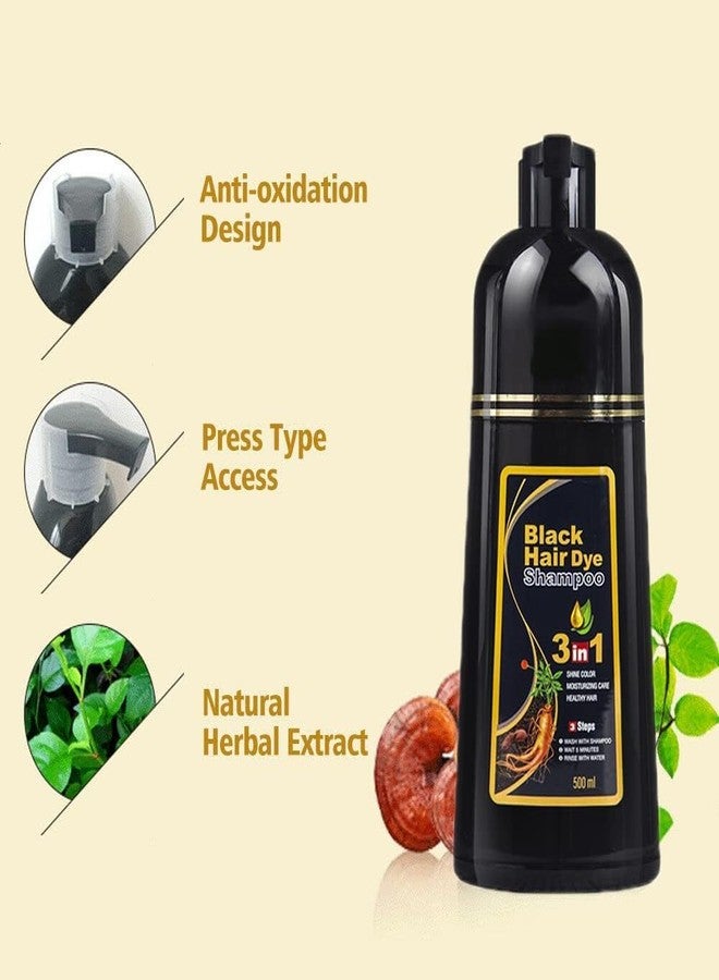 3 in 1 Hair Dye Instant Black Hair Shampoo for Women & Men 500ML, Natural Shine - Image 3