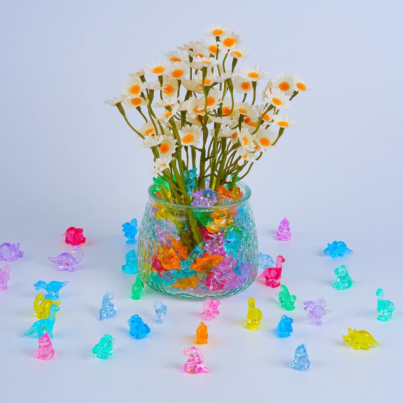 FXMHEHBB 180 Pieces Mini Dinosaur Figures, Multi-Colored Small Acrylic Dinosaur Toys Vase Filler Dino Party Decorations Goodie Bag Stuffers - Image 3