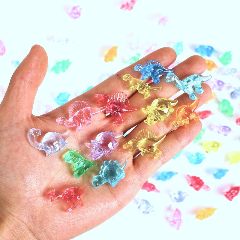 FXMHEHBB 180 Pieces Mini Dinosaur Figures, Multi-Colored Small Acrylic Dinosaur Toys Vase Filler Dino Party Decorations Goodie Bag Stuffers - Image 4