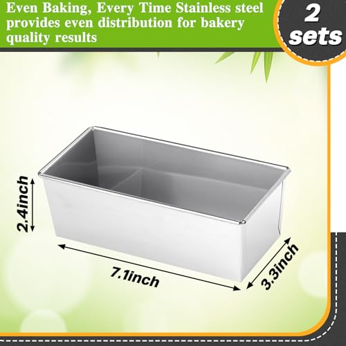 Funnymoom 2 Pcs Nonstick Loaf Pan, 7 x 3 x 2.36 Inch Small Loaf Pans for Baking Bread Stainless Steel Rectangle Baking Bakeware for Breads Casseroles Vegetables Dishwasher Safe - Image 4