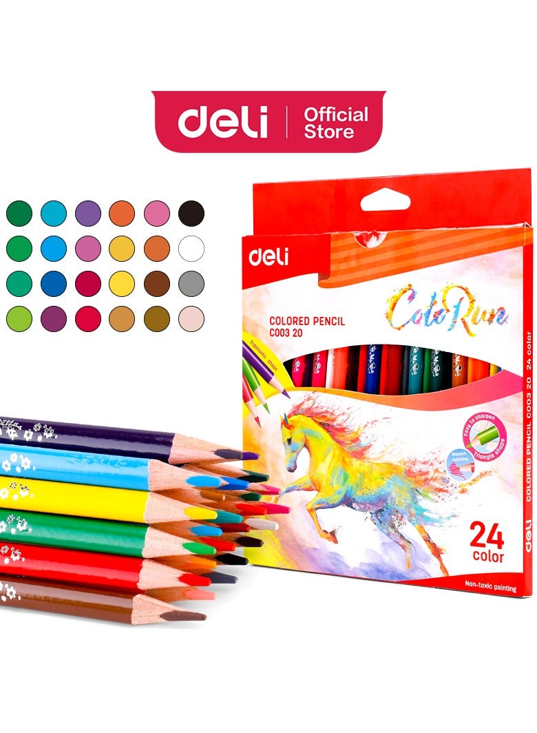 Deli EC00320 Colored Pencil 24 colors – ideal for creative coloring and school projects - Image 2