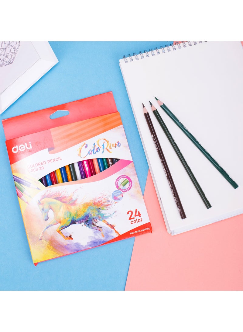 Deli EC00320 Colored Pencil 24 colors – ideal for creative coloring and school projects - Image 1