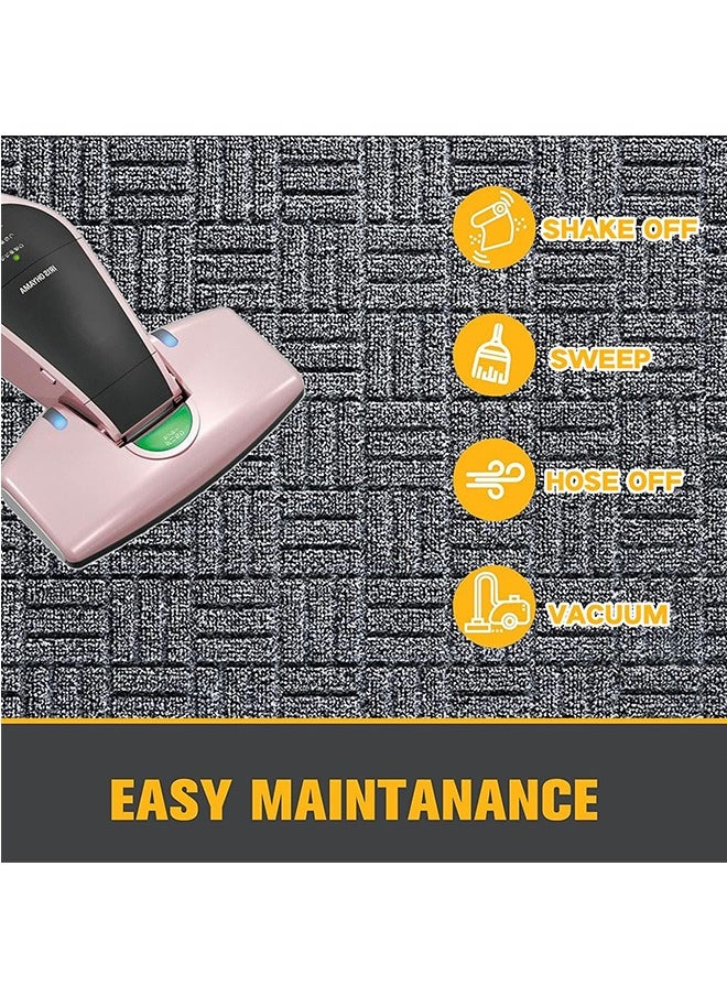LENND Front Door Mats, 75x43cm, All Weather Entry and Back Yard Door Mat, Indoor and Outdoor Safe, Slip Resistant Rubber Backing, Absorbent and Waterproof, Dirt Trapping Rugs for Entryway  - Image 5