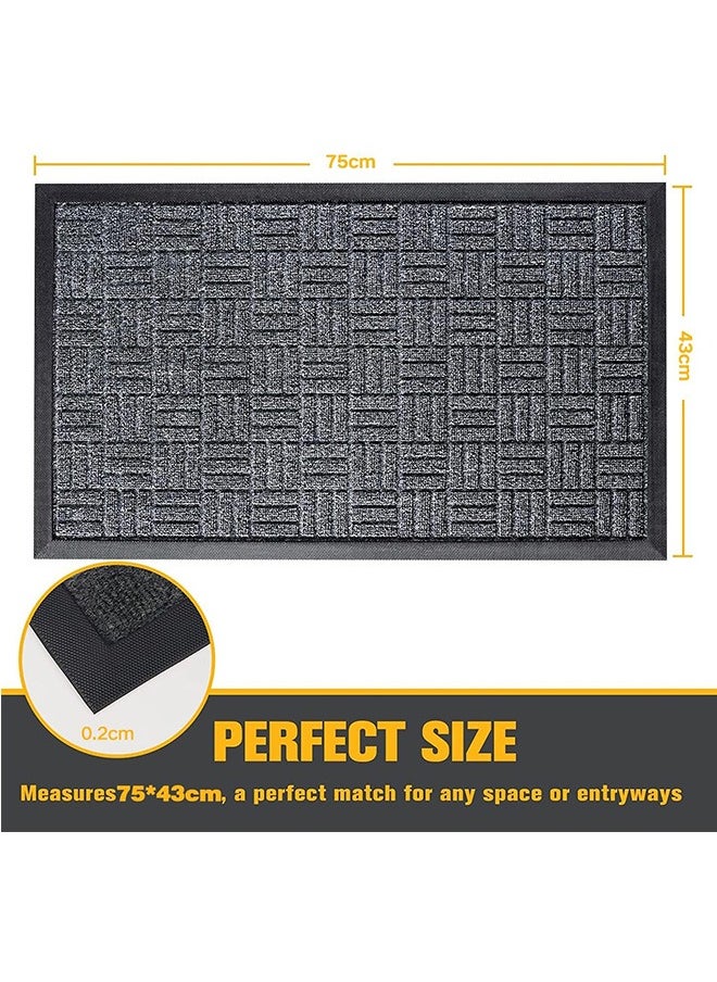 LENND Front Door Mats, 75x43cm, All Weather Entry and Back Yard Door Mat, Indoor and Outdoor Safe, Slip Resistant Rubber Backing, Absorbent and Waterproof, Dirt Trapping Rugs for Entryway  - Image 2