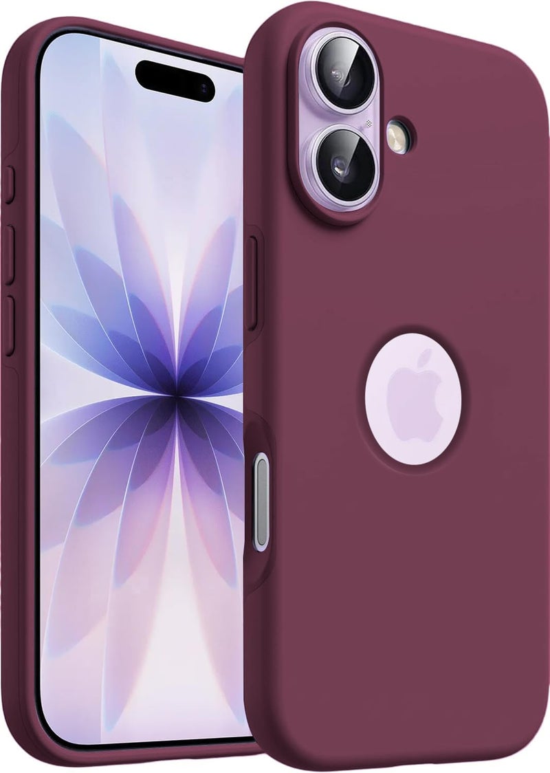 Elzzi Microfiber Logo Cut Cover Compatible for iPhone 17 Case Liquid Silicone Cases Full Body 4 Layer Protective Covers Shockproof Back Cover with High Raised Camera Lips (Wine Red) - Image 1