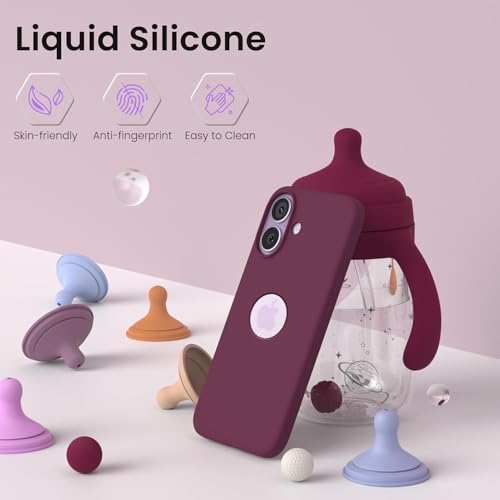 Elzzi Microfiber Logo Cut Cover Compatible for iPhone 17 Case Liquid Silicone Cases Full Body 4 Layer Protective Covers Shockproof Back Cover with High Raised Camera Lips (Wine Red) - Image 4