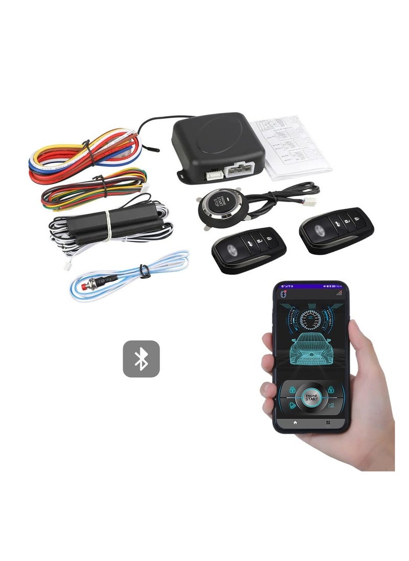 Generic - 12V Car Toyota Passive Keyless Entry System PKE Engine Starter Push Button Vehicles Start/Stop Kit Safe Lock with 2 Smart Key for Car Remote Key Phone Control or APP Control - Image 1