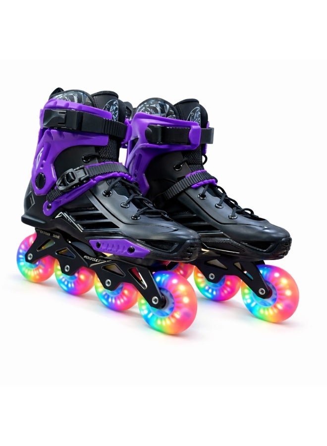 ROSELLE LED Inline Skates with Light Up PU Wheels, ABEC-7 Carbon Steel Bearings, Secure Buckle & Lace Closure, High Performance Roller Skates for Teenagers, Men & Women - Image 3