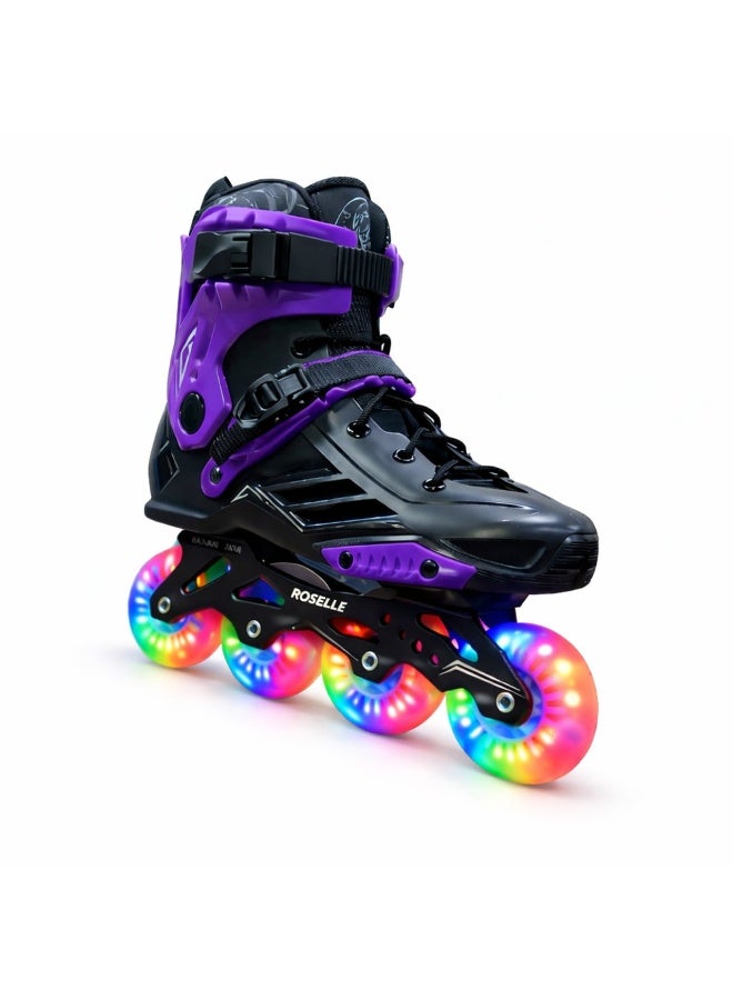 ROSELLE LED Inline Skates with Light Up PU Wheels, ABEC-7 Carbon Steel Bearings, Secure Buckle & Lace Closure, High Performance Roller Skates for Teenagers, Men & Women - Image 1