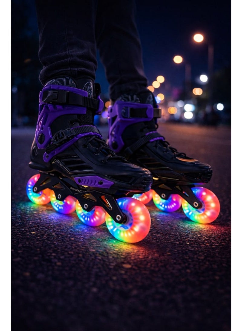 ROSELLE LED Inline Skates with Light Up PU Wheels, ABEC-7 Carbon Steel Bearings, Secure Buckle & Lace Closure, High Performance Roller Skates for Teenagers, Men & Women - Image 5